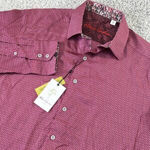 Robert Graham Dress Shirt Mens M Red Geometric Classic Date Night Smart Casual